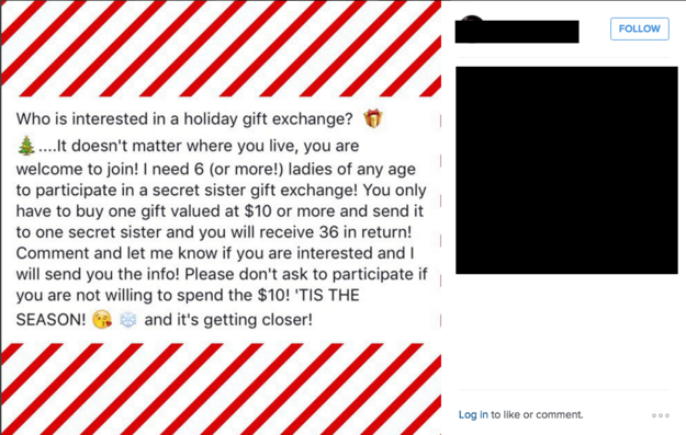 Beware Social Media Gift Exchange Pyramid Scheme